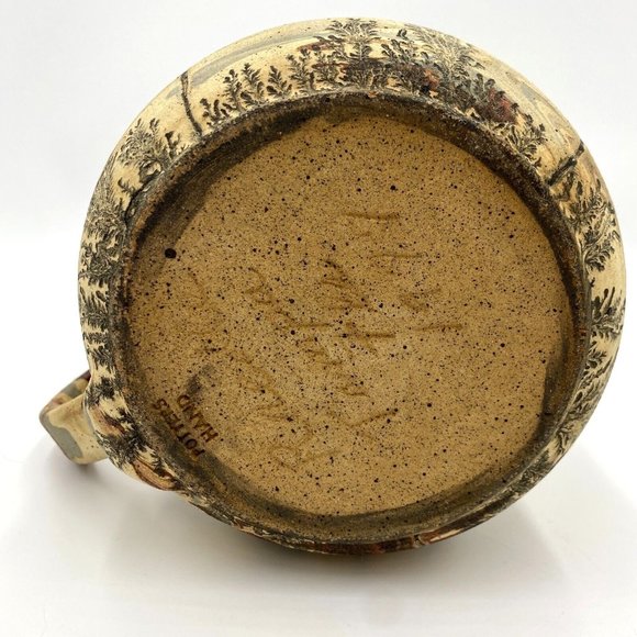 Vintage Potters Hand Tree Art Pottery Pitcher, signed, Raedel Tampa FL 1977 - Picture 5 of 12